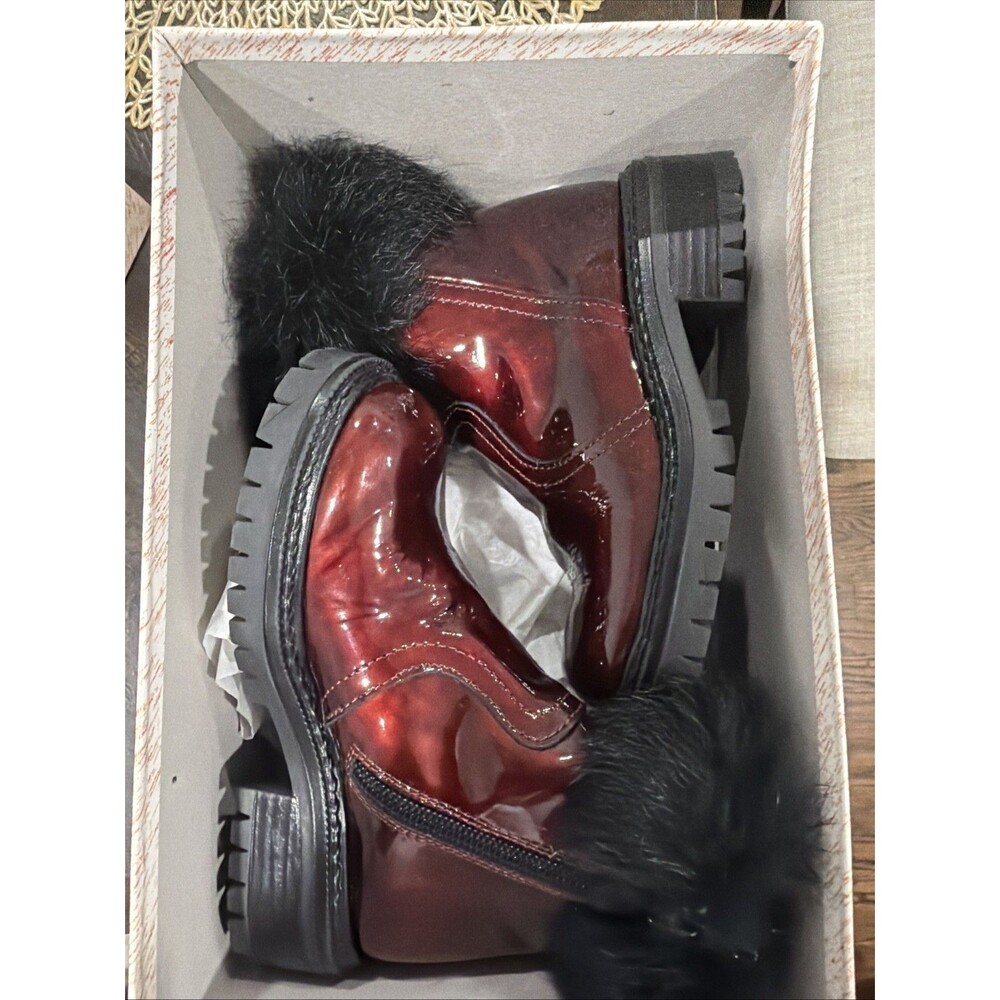 Fulgenzi Burgundy Patent  Leather Zip up Boots  Kids Sz EU 26 Toddler Us 9.5